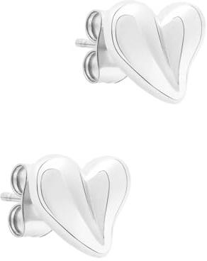 Tamaris Schmuck für Damen aus Edelstahl, Ohrstecker mit organischem Herzmotiv für Valentinstag, Stilvoll und Elegante Geschenkidee