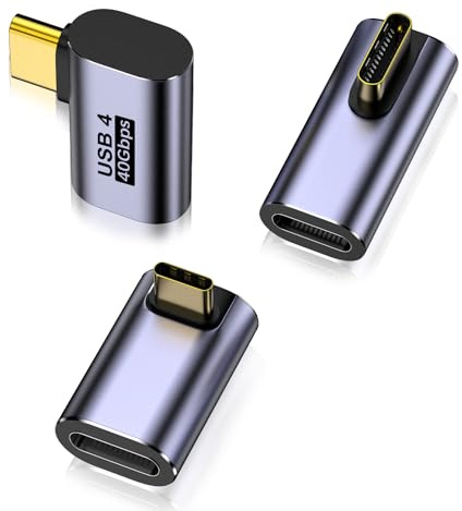 Hycago USB C Winkelstecker 90 Grad, 3PCS USB C Winkelstecker 40Gbps, PD100W und 8K@60Hz, 90 Grad Adapter für iPhone16/15, MacBook Pro, iPad Pro,Tablet, Sumsung Phone und andere Typ C Geräte