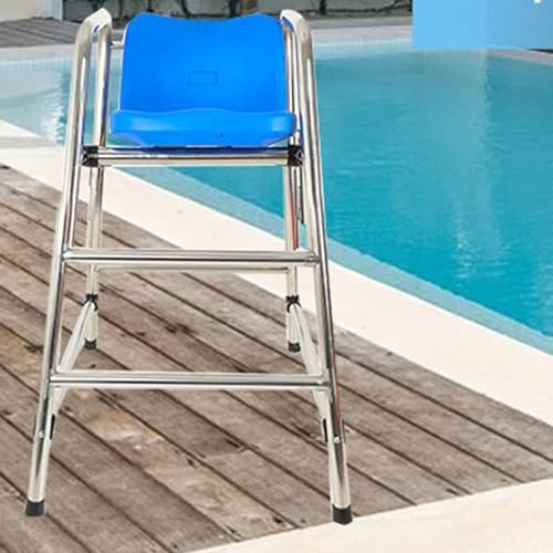 Chaise de piscine robuste avec tabouret de bar amovible et supports de siège pour la sécurité de l'eau en plein air