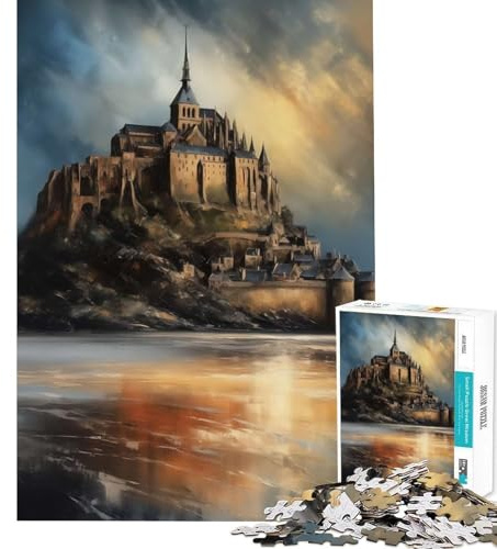 1000-teiliges Puzzle Atemberaubender Mont Saint Michel EIN lehrreiches und fesselndes Spielzeug das Geduld Kunst Analyse und Logik fördert (Größe 38x26cm)
