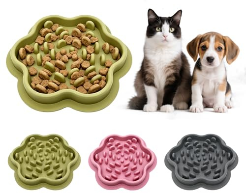 3 Stück Anti Schling Napf für Hunde und Katzen, Silikon Slow Feeder, rutschfeste Leckmatte, Langsame Fresshilfe für Kleine bis Große Haustiere (Militärgrün, Dunkelgrau, Rosa)