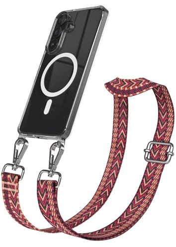EAZY CASE Handykette - Verstellbares Taschenband kompatibel mit Galaxy S26 Plus, Schulterriemen, Handykordel mit Silikon Hülle, Qi Charging kompatibel, Umhängetasche, Pink Blau Silber