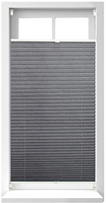 Relaxdays Plissee Rollo ohne Bohren, Klemmfix zum Kleben, BxH: 90 x 210 cm | Faltrollo lichtdurchlässig, Faltstore grau