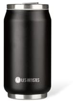LES ARTISTES Paris A-1872, Canette isotherme, Thermos 280 ml, Gourde isotherme sans BPA, Réutilisable, Bec verseur rabattable avec paille, Acier Inoxydable, Design Black