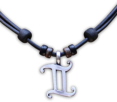 HANA LIMA 1 von 12 Sternzeichen Tierkreiszeichen an verstellbarer Halskette Horoskop Horoscope Lederkette Surferkette C - ZWILLINGE (Gemini) / 21. Mai - 21. Juni
