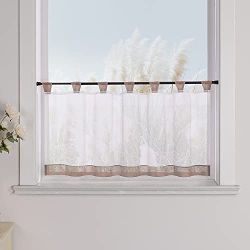 Yujiao Mao 1er-Pack Voile Scheibengardine mit Schlaufen HxB 30x90cm Braun