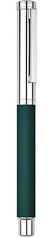 Hongdian 1843 Navigator Solid Metal Fine Point Fountain Pen Wavy Green Fountain Pen with Refillable Converter and Metal Case
