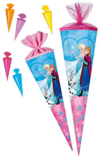 alles-meine.de GmbH Set Schultüte + 5 kleine Zuckertüten - die Eiskönigin - Frozen - 100 cm - 12 eckig - Organza Abschluß - Zuckertüte - mit/ohne Kunststoff Spitze - Nest..