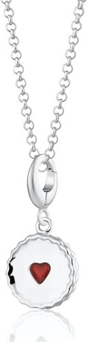 Lily Charmed - 925 Sterling Silver Jammie Dodger Biscuit Necklace with 18 Chain