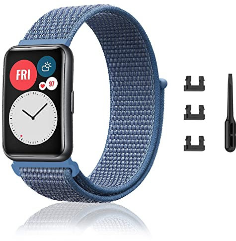 Niboow Correa Compatible con Huawei Watch Fit/Fit New/Fit Elegant/Fit SE, Nylon Ajustable Deportiva Repuesto Correa Deportiva Compatible con Huawei Watch Fit/New/Elegant/Special Edition - Azul