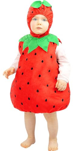 Funidelia | Disfraz de Fresa para bebé Fruta, Comida - Disfraz para niños y divertidos accesorios para Fiestas, Carnaval y Halloween - Talla 0-6 meses - Rojo
