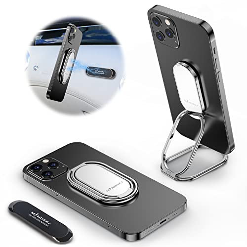 MINDSKY Handy Ring Halter Fingerhalter 360° Drehbarer Ultradünner Ringhalter Faltbarer Handy Ständer Handyhalterung für iPhone iPad Smartphones Tablets(Kommt mit einem universellen Magneten) (Silbrig)