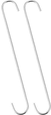 sourcing map 2 Stück S Haken Aufhängen 12 Zoll/300mm Extra Langer Stahlbügel, für Innen und Außenbereich Garten Badezimmer Schrank, Werkstatt Küche Silber Ton