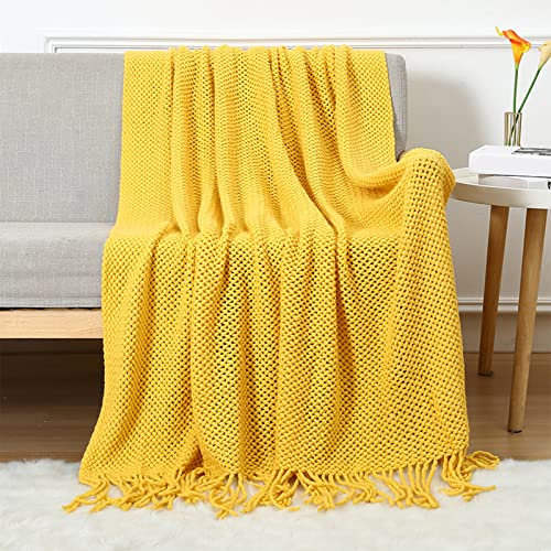LumiSyne Strickdecke Mit Quaste Atmungsaktiv Zellulare Decke Nordisch Stil Weich Kuscheldecke Überwurf Tagesdecke Dekorative Decke Für Sofa Bett Sessel Stuhl