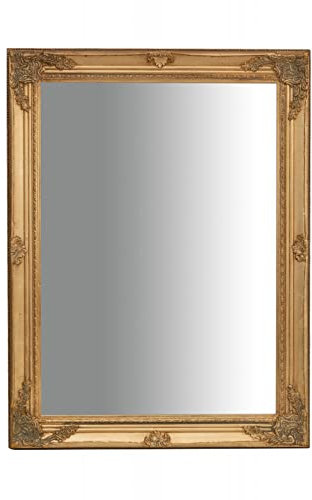 Biscottini Espejo de Pared baño y Dormitorio 64x84x5 cm - Espejo Entrada de Pared con Ganchos - Espejo Dorado