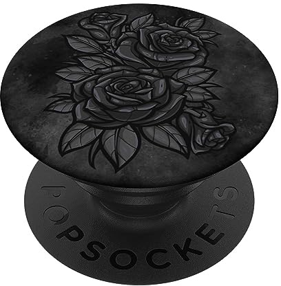Cute Black Roses Flower Pattern Black Roses Silhouette PopSockets Klebender PopGrip