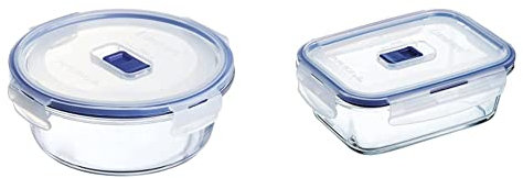 Luminarc Pure Box Active Recipiente Redondo Hermetico 15x7cm - 92cl Bicolor & Pure Box Active Recipiente Rectangular Hermetico 16x11cm - 82cl Bicolor