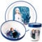 La Reine des Neiges Ensemble de vaisselle 3 pièces Bicolore réutilisable pour enfants Assiette, bol et gobelet, sans BPA