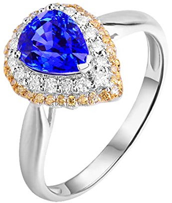 Epinki Echtgold Schmuck Eheringe Weißgold 750 18 Karat Frauen, Saphir Partnerringe Blau 1.42ct 3 Klaue Solitärring 750 Weißgold mit Diamant, Gr.51 (16.2)