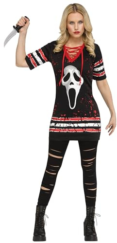 Fun World Women's Ghost Face Lives Hockey Jersey Dress Costume, Small 4-6