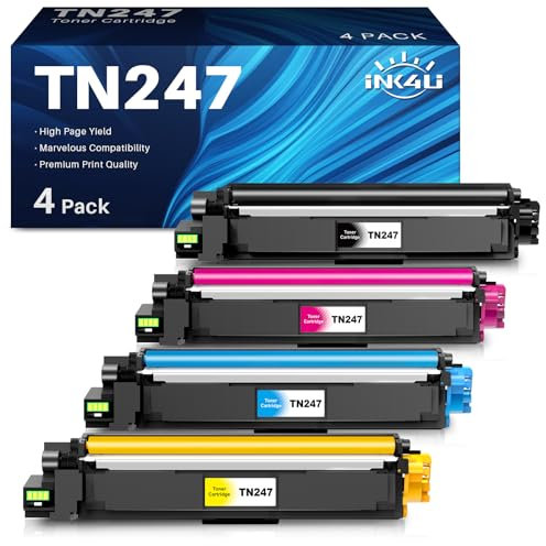 INK4U TN-243CMYK TN247 Toner als Ersatz für Brother MFC L3750CDW MFC-L3750CDW DCP-L3550CDW MFC-L3770CDW HL-L3230CDW HL-L3210CW TN243 (Schwarz Cyan Gelb Magenta, 4er-Pack)