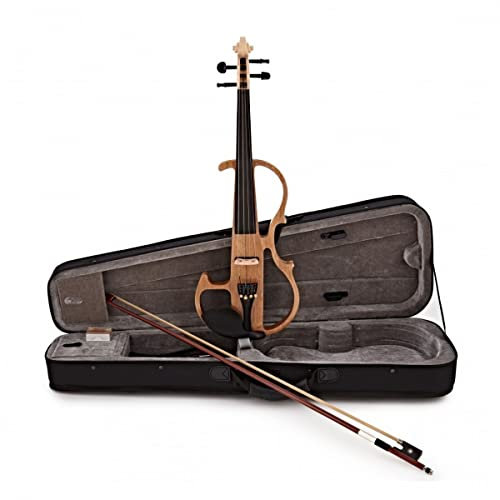 Gear4music Full Size Elektrische Violine für Anfänger, Natur