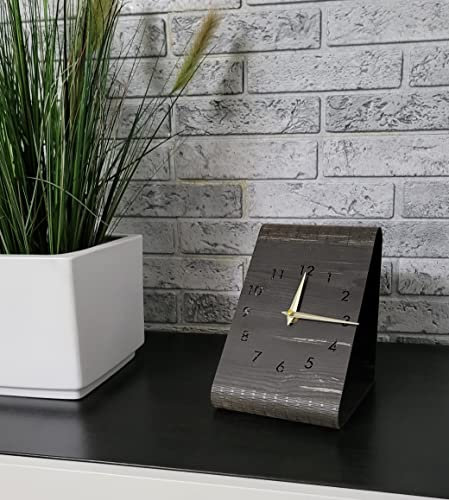 ME YZ STORE the future is now | Elegante Tischuhr aus Holz | Stummes Uhrwerk | Neuheit | Blickfang | Geschenkidee | Modern | Wohnzimmer Deko | Zeiger in Gold Silber Schwarz