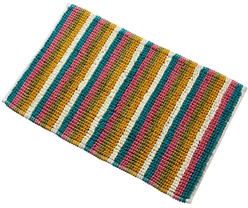 Olivia Rocco Padstow Stripe Bathmat Comfort To Your Bathroom Super Soft Absorbent Bath Shower Mats Washable Dry Fast Durable Classic Design, 50x80cm, Multi Stripe
