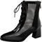 CUTEHEELS Stivali estivi da donna Coolee a rete con punta a punta aperta e tacchi a blocco e cerniere posteriori, Nero 1, 47 EU