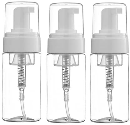 3Pcs 3.4oz/100ml Empty Foam Pump Bottle Travel Size Clear Plastic Refillable Foaming Soap Dispenser Pump Bottles Containers for Cosmetics Hand Soap Foaming Shampoo