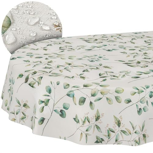 Stoff Tischdecke Tischwäsche Textil Tischtuch Baumwolle Polyester Gewebe abwaschbar pflegeleicht, in rund oval eckig Botanika Oval 240x140cm Schnittkante