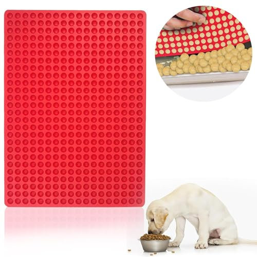 Tapis Silicone Patisserie, 468 Cavités Moule en Silicone Rond, Rouge Tapis de Cuisson en Silicone, Demi Sphère de Tapis en Silicone Convient au Four à Micro Ondes au Four et au Réfrigérateur