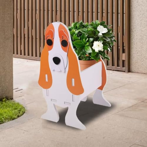 Flower Pot Dog Planter Pot, Basset Hound Dog Gifts Flower Plant Pot, Creative PVC Animal Dog Planter, Outdoor Indoor Garden Plant Pots for Succulent Flower, Cute Rectangular Plant Flower Pots Decor