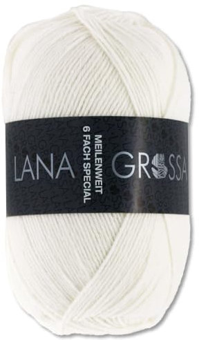 Frida's Wollhaus Lana Grossa 150 g Meilenweit 6-fach 150 Sockenwolle Stricken Garn 19 Farben (8840 | Weiß)