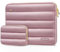 MOSISO 13-14 inch Laptop Case, 13.3 inch Shiny Puffy Laptop Sleeve Compatible with MacBook Air 13.6 M4 M3 M2 M1/Pro 13/Pro 14, HP ASUS Lenovo, Horizontal Computer Bag with Small Case, Rose Gold