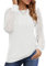 Aokosor Ladies Long Sleeve Tops Women Tops Crewneck Pleated Shirt Loose Casual Blouse for Women White Size 10-12