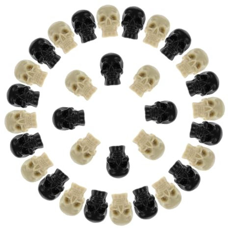 Amosfun 100stücke Mini-Skelett-köpfe Aus Kunststoff Kleine Schädel-Modelle Halloween-Dekoration Party-Requisiten Vintage Tragbar Und Wiederverwendbar