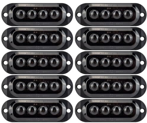 IGTOPS Seitenmarkierungsleuchte 12/24V Anhänger-Seitenleuchte Licht für LKW Wohnmobil Wohnwagen (Weiß mit Rauchierte Linse, 4*LED, 10 Stück)