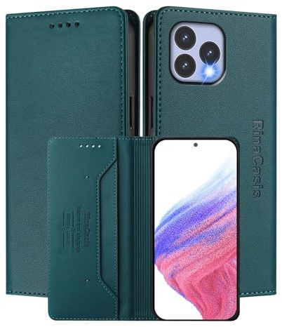 MOJIA Hülle für Cubot P80 / Wiko T60, Sturz- und Kratzfest, Hochwertiges PU-Leder Folio Brieftasche Handyhülle [magnetischer Verschluss]. Dark Green