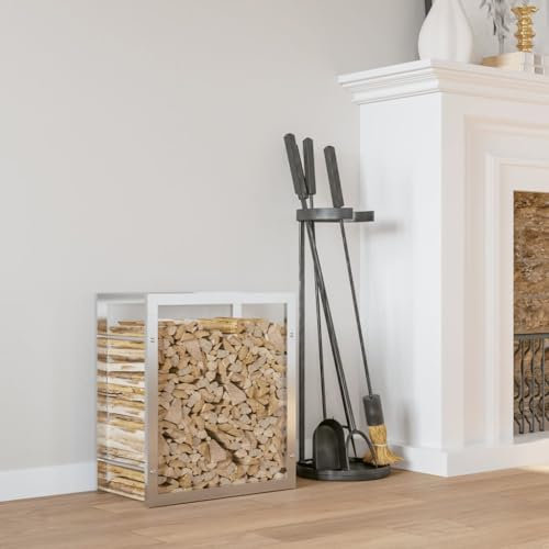 Homgoday Kaminholzregal 50x28x56cm Edelstahl Kaminholzregal Kaminholz Lagerregal Regal Belüftung Metall Log Store Halter für Außen oder Innen Holzständer Haus & Garten