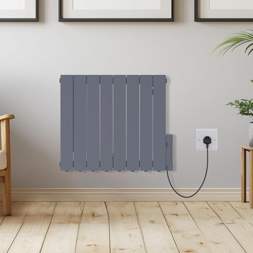 Warmehaus 1500W Wall Mounted Electric Oil Filled Radiators Heater Grey | Smart WIFI Electric Radiator, Portable oil radiator, Slimline Radiator, Oil Filled Radiator With Timer Thermostat, Bedroom