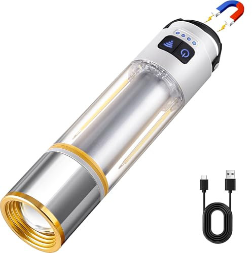 Ciwuzxs Wiederaufladbare LED-Taschenlampen, hohe Lumen, magnetische, superhelle Taschenlampe mit 6 Modi, taktische Taschenlampen, zoombarer Strahl, COB leistungsstarkes Blitzlicht für Zuhause,