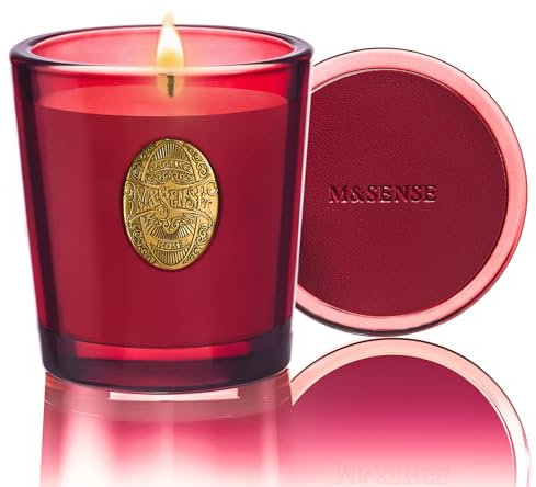 M&SENSE Duftkerze Wildrose,260g Duftkerzen im Glas Natürliche Soja-Kerze,55 Stunden Brenndauer,Kerzengeschenke für Frauen & Männer,Geschenk Kerze
