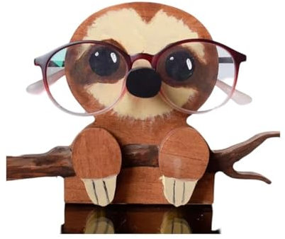 FIMWOLZ Support de lunettes en bois fait à la main en forme de paresseux pour lunettes de soleil pour la maison, le bureau, accessoires de décoration