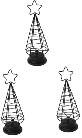 Amosfun 3 Pezzi Luce notturna dell'albero di Natale luci di Natale mini albero di natale luci natale led luci led natalizi Lampada in ferro per albero di Natale albero di natale da tavolo