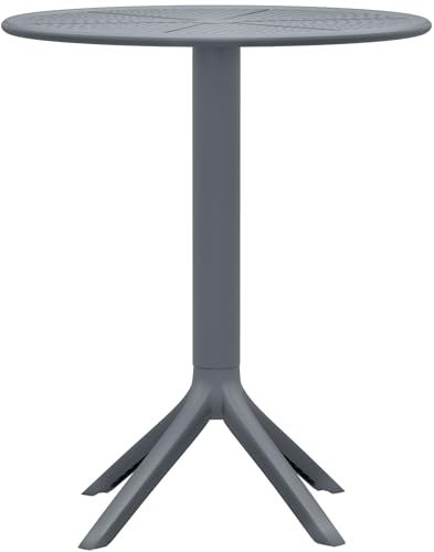 CLP Tisch Lacota Ø 60 cm I Gartentisch wetterfest und UV-beständig I Runder Balkontisch aus langlebigem Polypropylen, Farbe:anthrazit