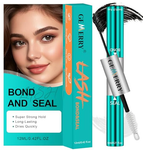 GEMERRY 12ML Wimpernkleber Bond und Seal 2 in 1 für Einzelne Wimpern Kleber Lash Glue Halt 72-96 Stunden Wimpern Extensions Kleber Wasserfest Bond & Seal Heimwerken zu Hause