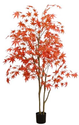 Ahorn Ahornbaum Kunstpflanze 180cm - Japanischer Ahorn Baum Kunst Pflanze mit Realistischen Stämmen & Seidenblättern - UV-Beständiger für Innen & Außen - Perfekt für Wohnzimmer, Balkon, Gartenn