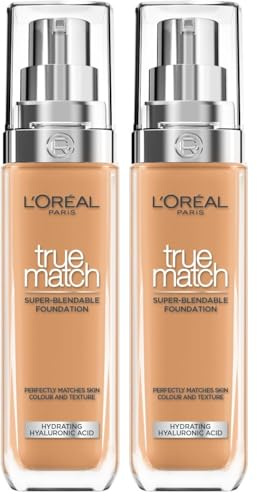 L'Oréal Paris Make up, Flüssige Foundation mit Hyaluron und Aloe Vera, True Match Make-Up, 7.R/7.C Cool Medium Deep (Packung mit 2)
