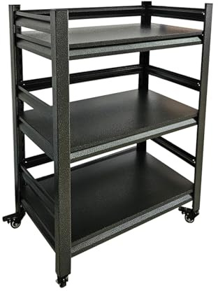 Effortsaving Metallregalwagen mit 3 Einlegeböden,Verstellbare Einlegeböden Standregal Con Rollen,Stabil Küchengeräte-Aufbewahrungsregale für Speisekammer Garage Büro(Size:60cmX40cmX80cm)